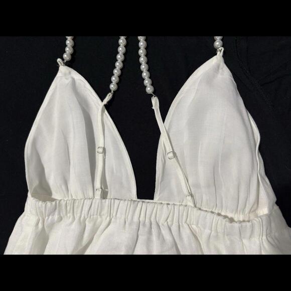 NYC White 100% Linen Pearl Straps Top Size Lining XS Cami NWT - Picture 8 of 9